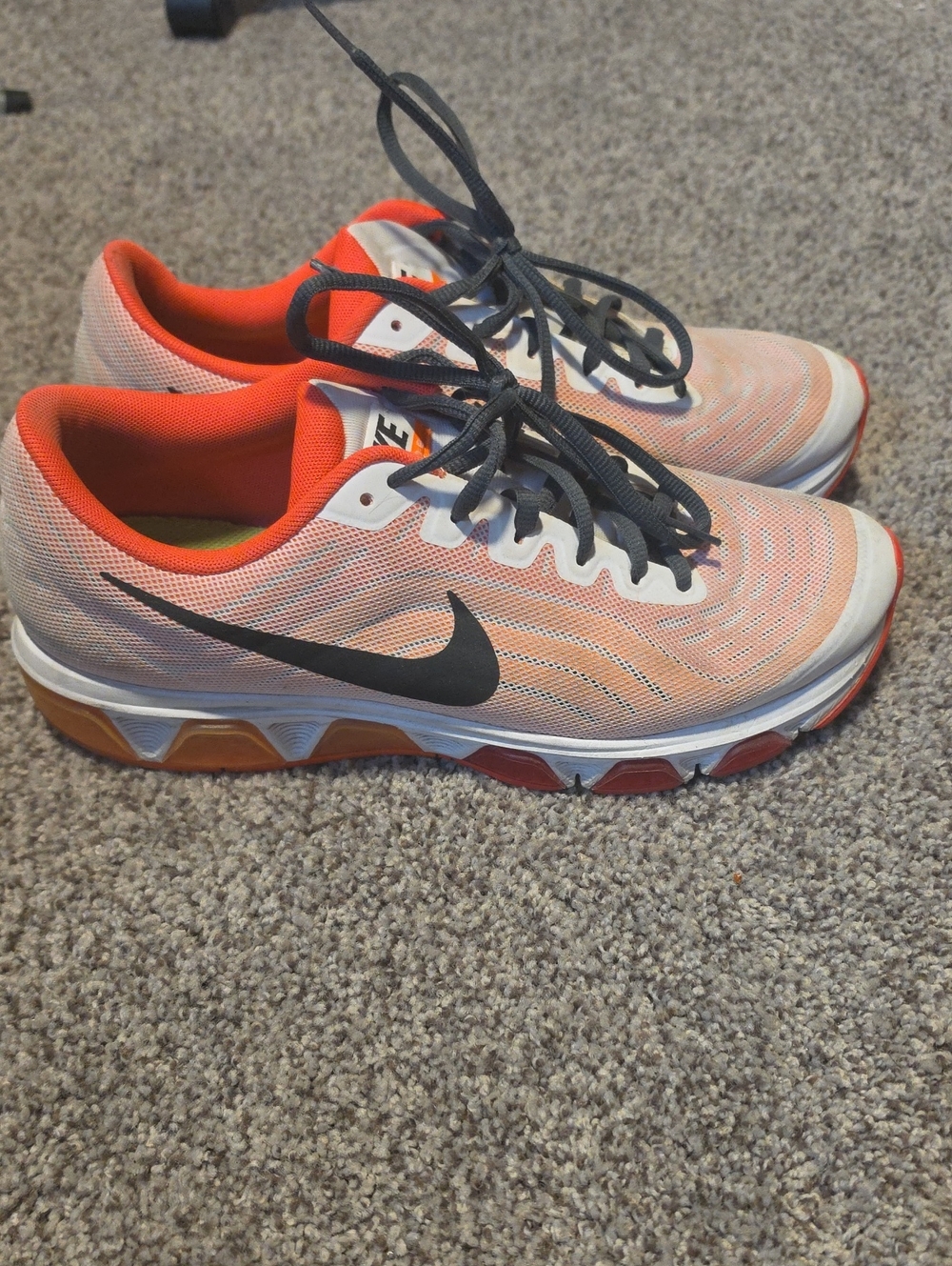 Nike Women's Orange Mesh Athletic Trainers with Black Swoosh Size 11